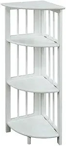 Natural Beauty Corner Folding Bookcase 4-Shelf Storage for Home Office
