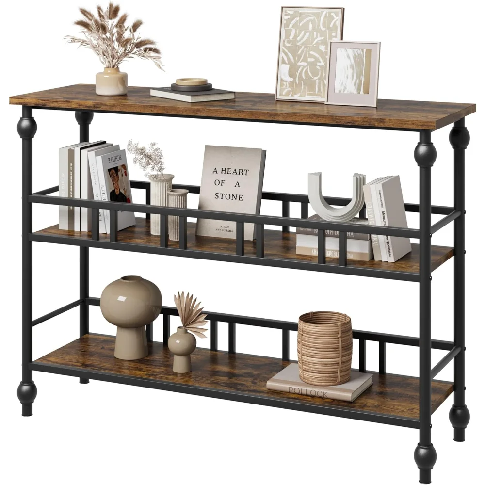 43 Inch Console Table 3 Tier Entryway Narrow Sofa Table Living Room Bedroom
