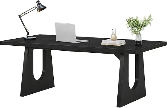 Large Executive Desk Modern Computer Office Table with Wooden Legs