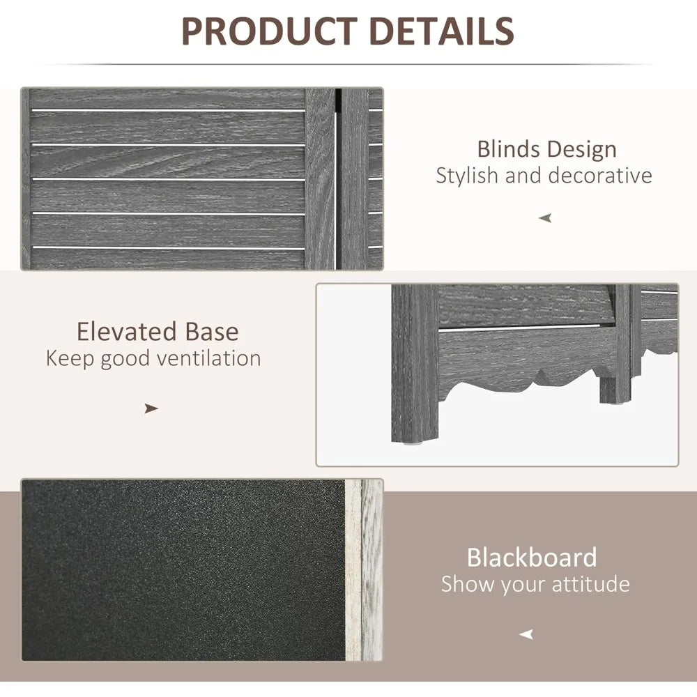 4-Panel Folding Room Divider with Blackboard Privacy Screen for Office Bedroom