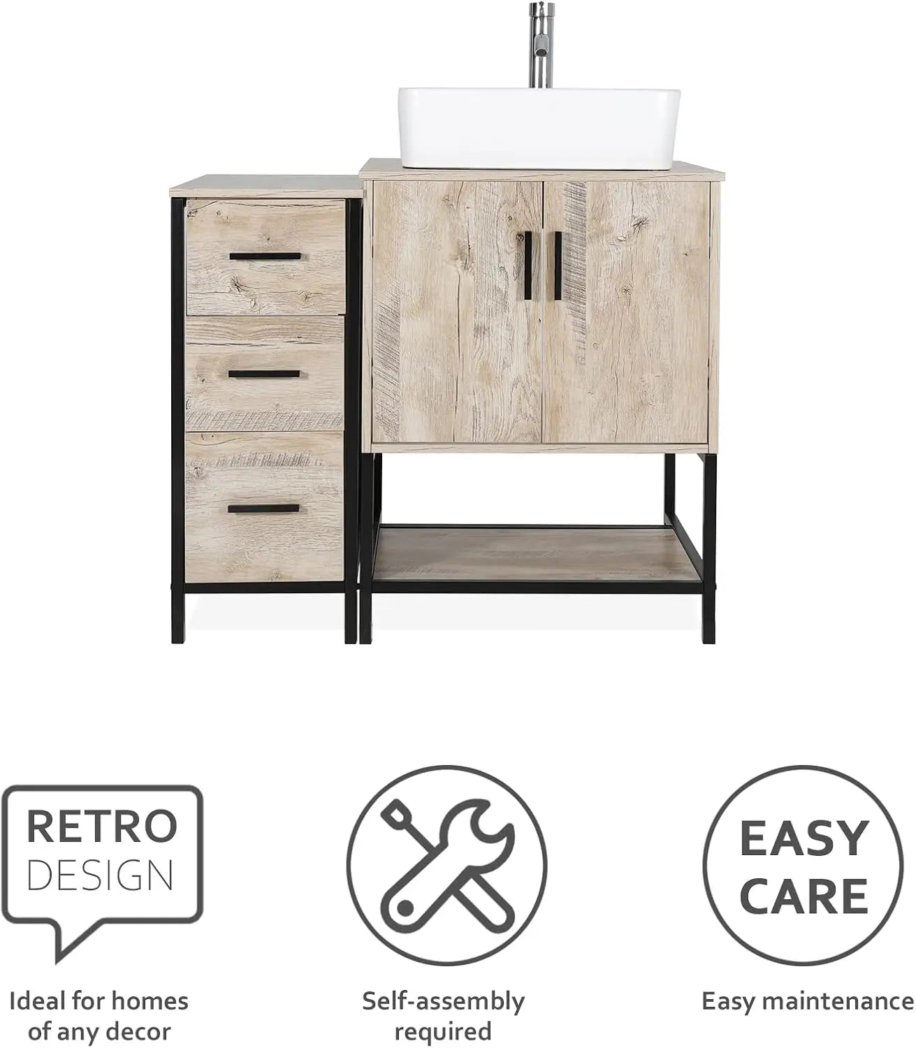 36" Bathroom Vanity Sink Combo Modern Stand Cabinet with Storage Shelf