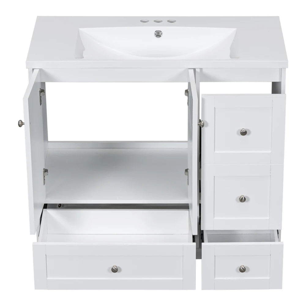 36 Inch Modern Bathroom Vanity with USB Charging and Ample Storage