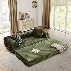 Ljustra Modular Convertible Sofa Bed Plush Corduroy King Size