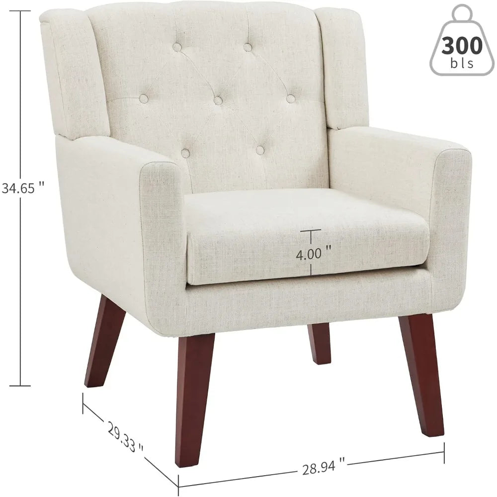 Ljustra Button-Tufted Accent Chair Mid Century Modern Upholstered