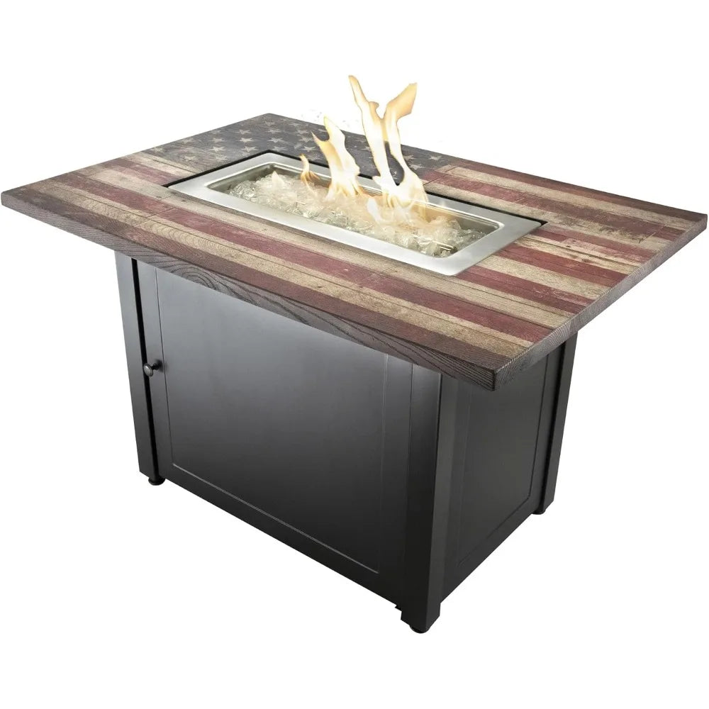 Americana Rectangular 40,000 BTU Outdoor LP Gas Fire Pit with Glass