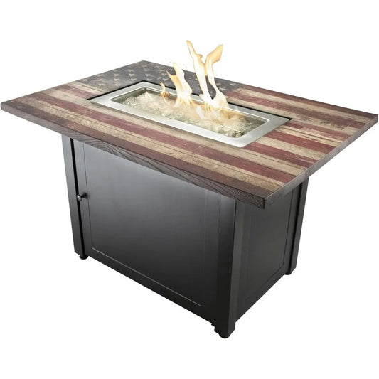 Americana Rectangular 40,000 BTU Outdoor LP Gas Fire Pit with Glass