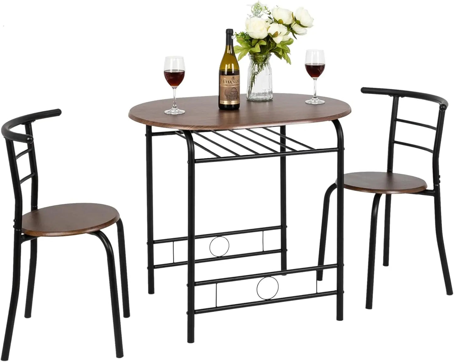 Ljustra Small Kitchen Dining Set Table with 2 Chairs for Small Spaces