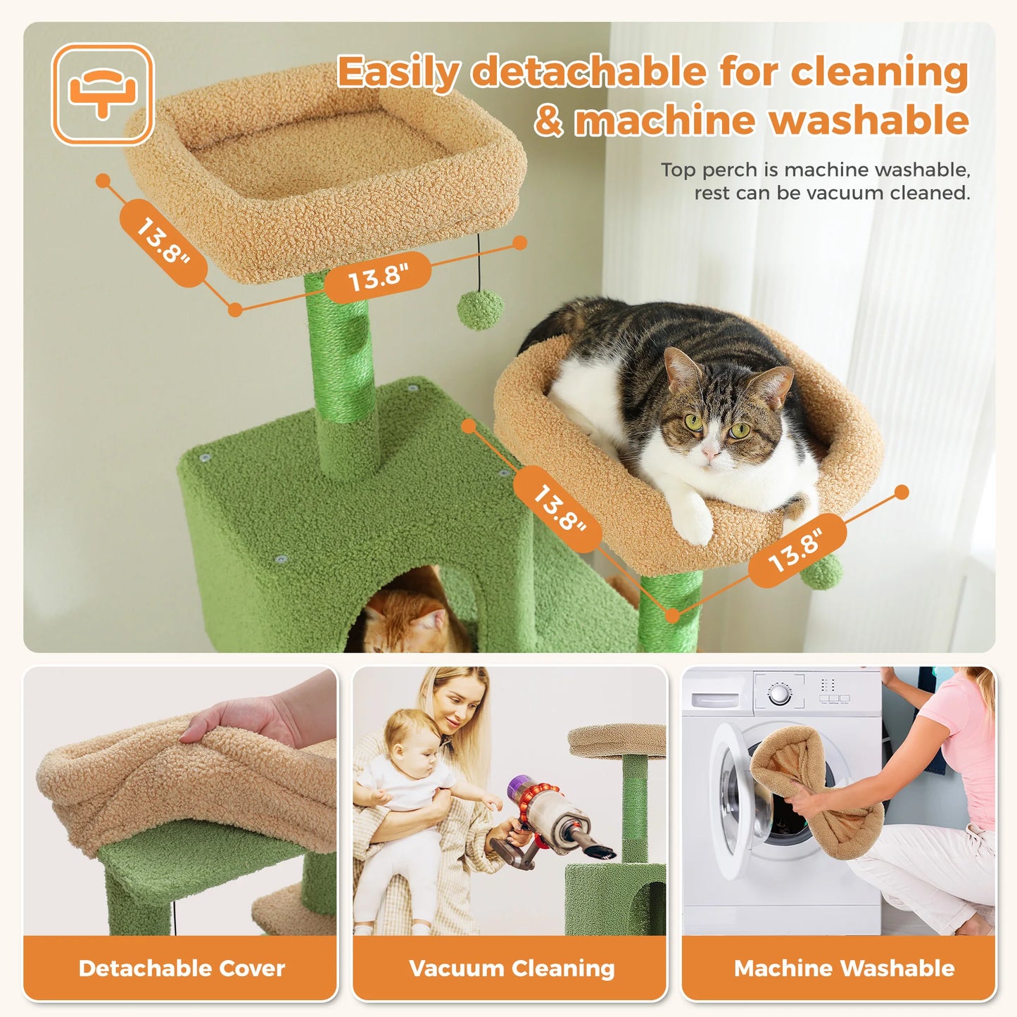 Multi-Level Cat Tree Indoor Tower with Scratching Posts Hammock Condo