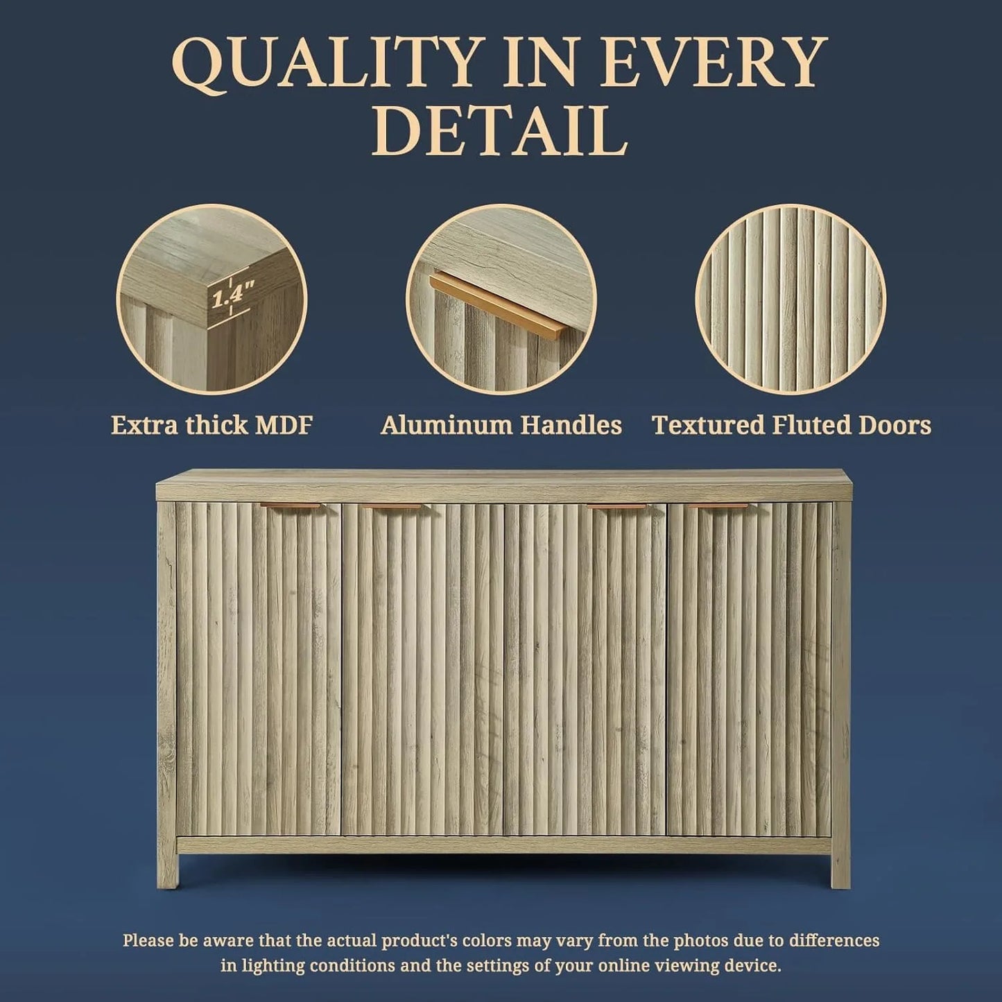 Large Buffet Cabinet with Adjustable Shelves Multifunctional Console