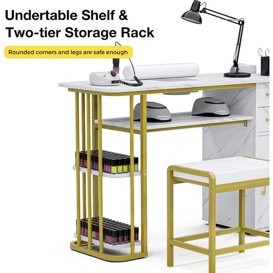 Professional Manicure Table with Dust Collector and Storage Solutions