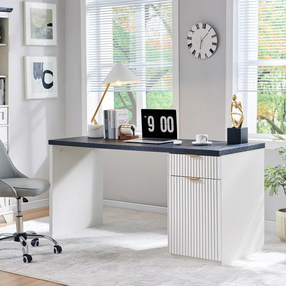 60 Inch Modern Executive Desk with Storage for Home Office Workstation