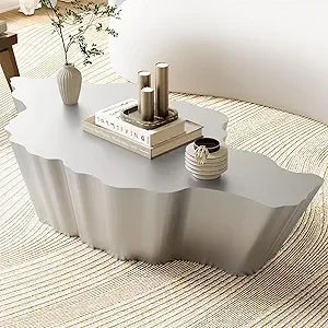 42 Inch Cloud Coffee Table Modern Gold Lightweight Fiberglass Design
