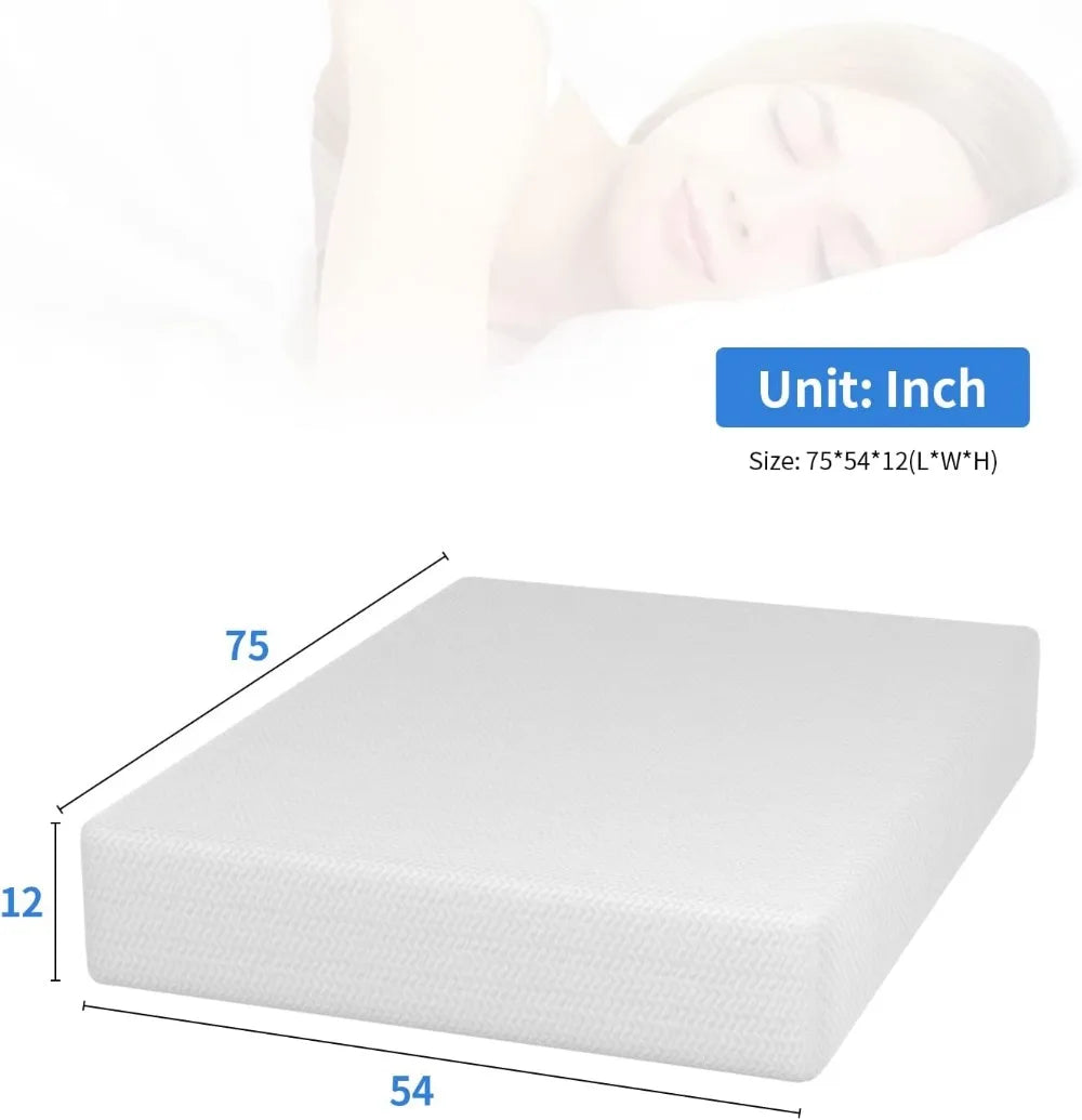 Ljustra 12 Inch Green Tea Memory Foam Mattress Full Size Pressure Relief