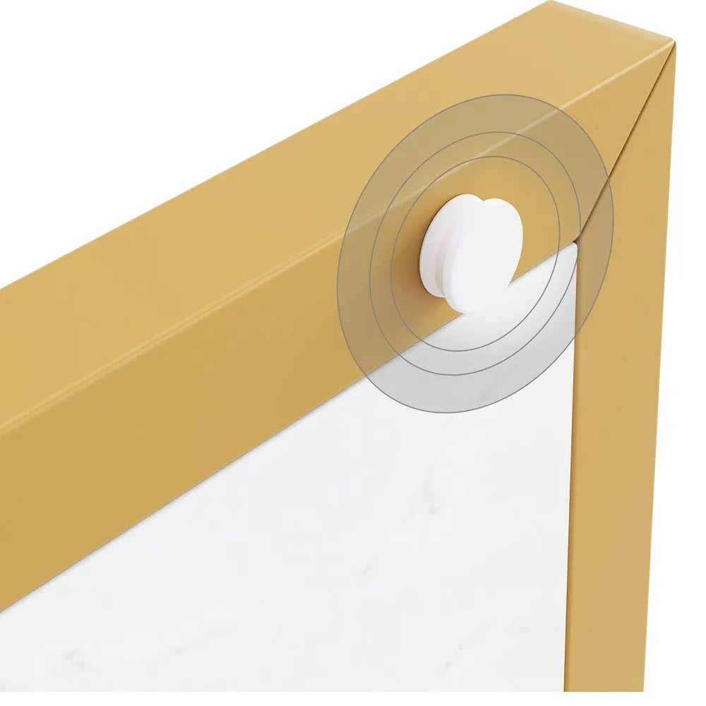 Gold Entryway Console Table with LED Lights Faux Marble Top 39 Inches