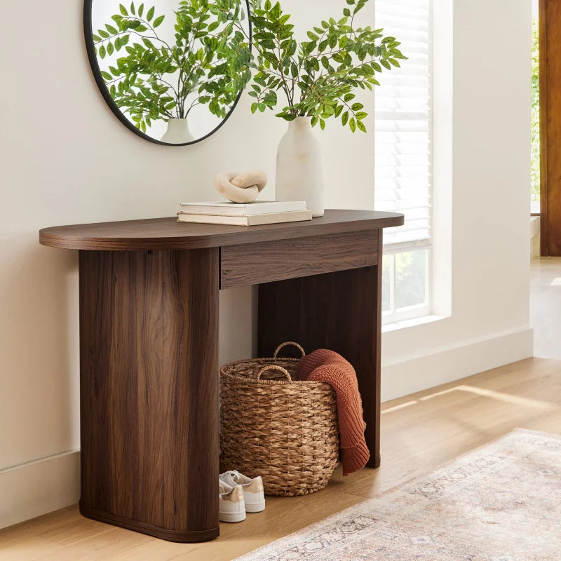 Juliet Oval Writing Desk Executive Home Office Furniture Walnut Finish