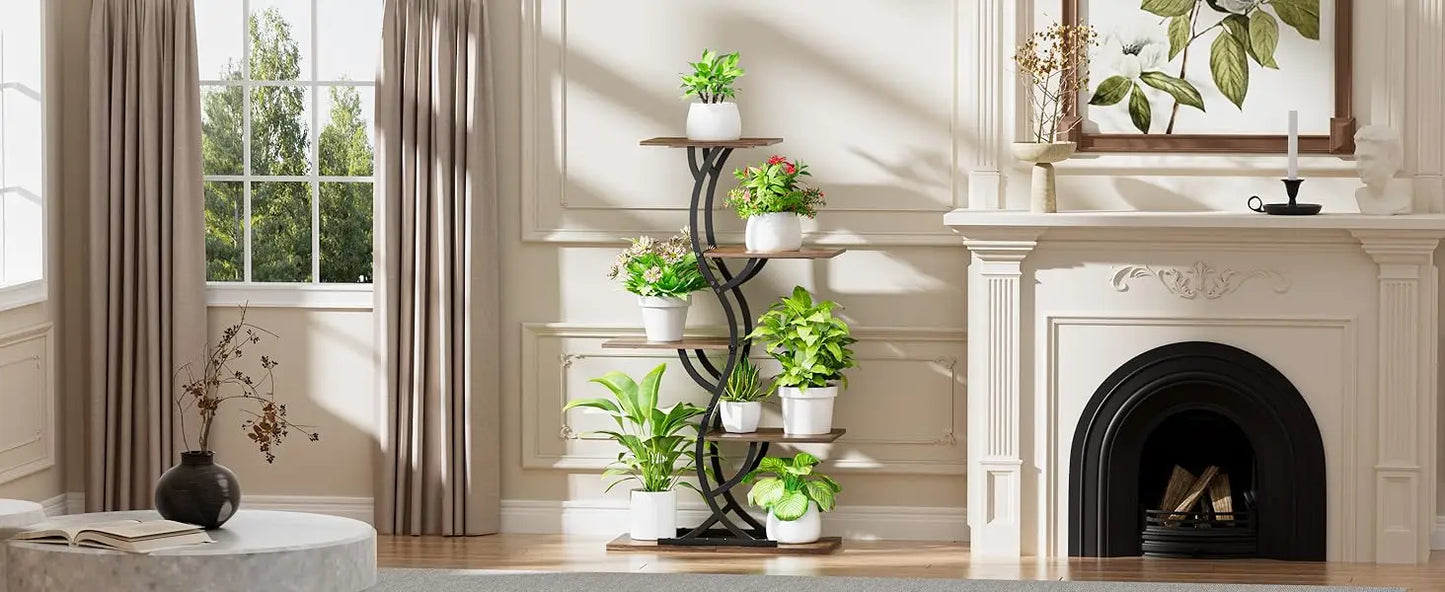Indoor Plant Stand with Grow Lights 5-Tiered Metal Shelf Rack