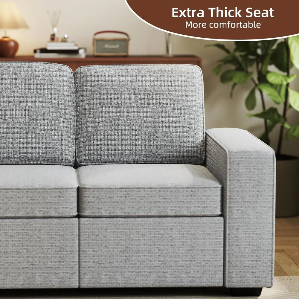 Ljustra 80 Inch Modern Sofa Couch 3 Seater Chenille Living Room Furniture