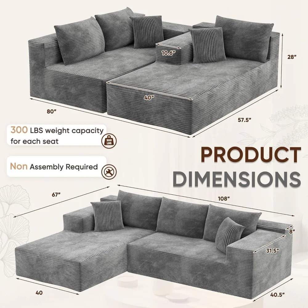 Ljustra Cloud Sectional Modular L-Shaped Sofa Deep Seat Comfort