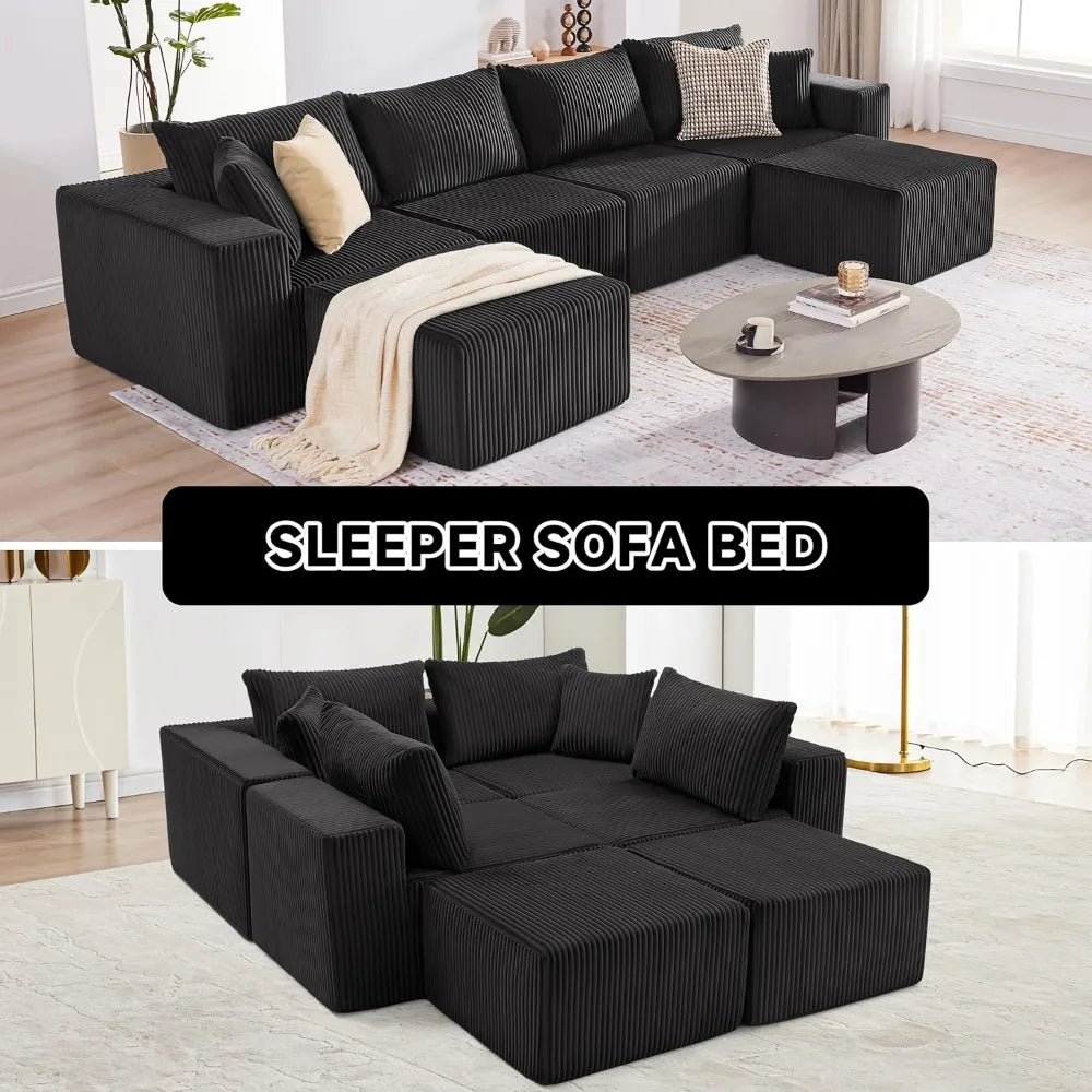 Modular Cloud Sectional Sofa U Shaped Couch Deep Seat Corduroy