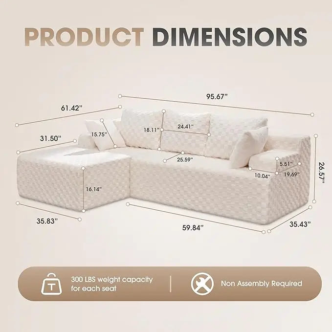 Ljustra Modular L-Shaped 3-Seat Sectional Sofa with Storage