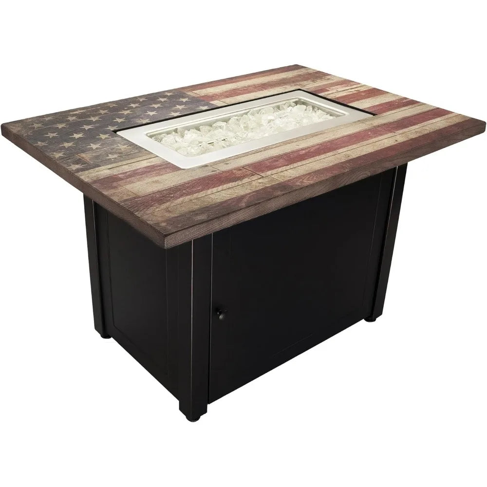 Americana Rectangular 40,000 BTU Outdoor LP Gas Fire Pit with Glass