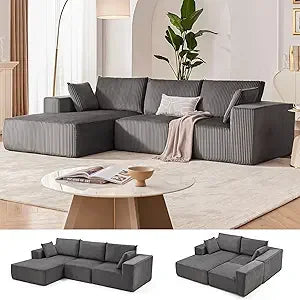 Ljustra 108" Modular L-Shaped Sectional Sofa Couch, Deep Seat, Modern Morocco Green