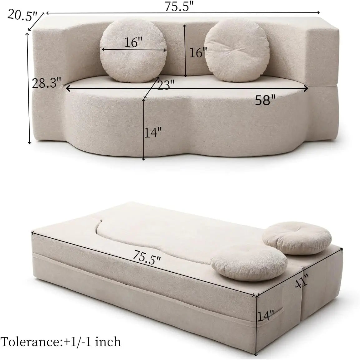Ljustra Convertible Folding Sofa Bed Memory Foam Sleeper Couch
