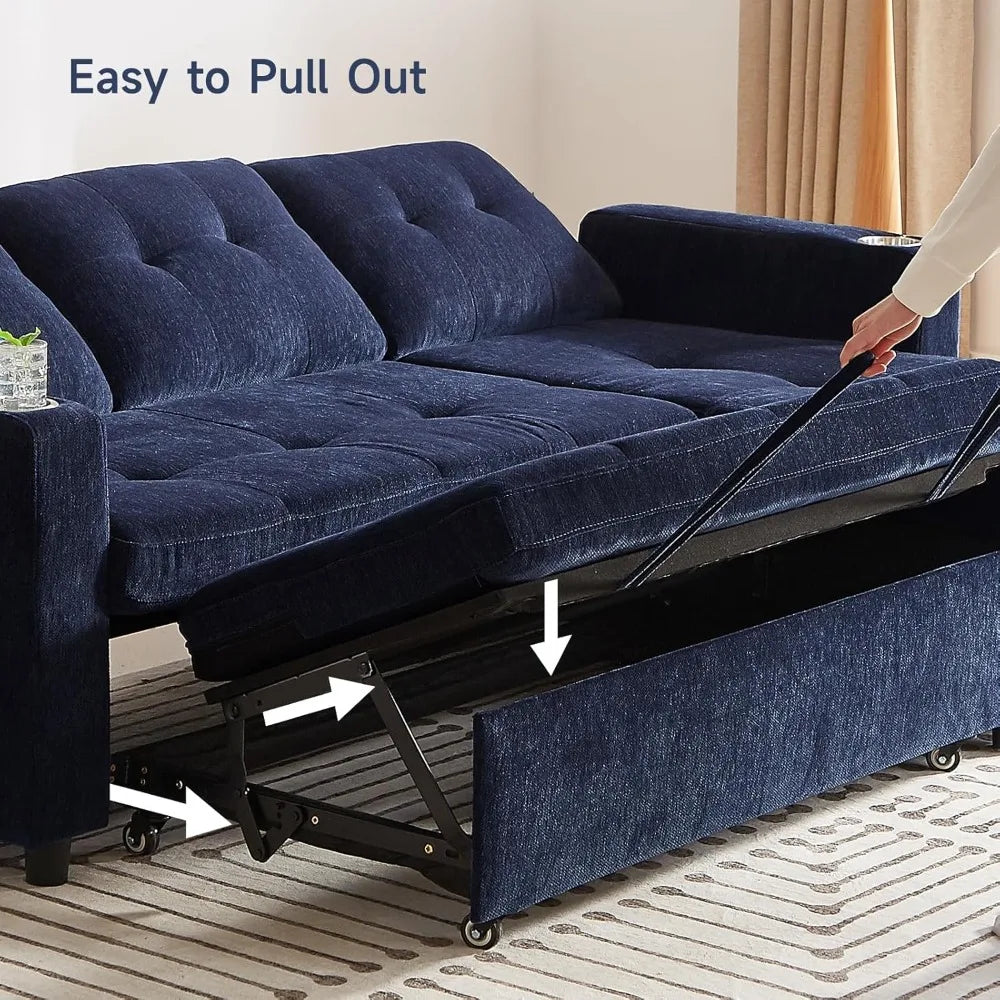 Ljustra Sleeper Sofa Pull Out Couch Bed with Storage Chaise