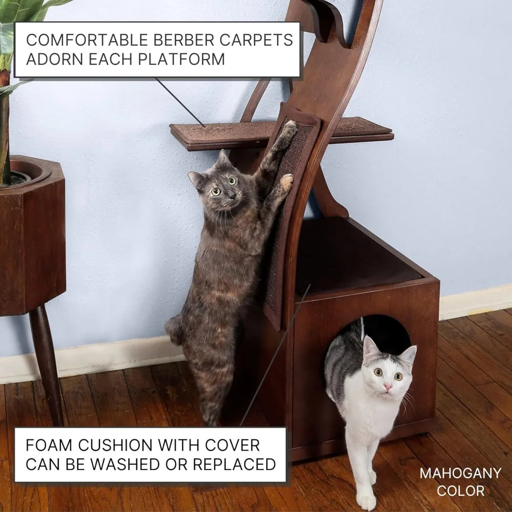 Ljustra Multi-Level Modern Cat Tower Indoor Cat Tree with Scratching Post