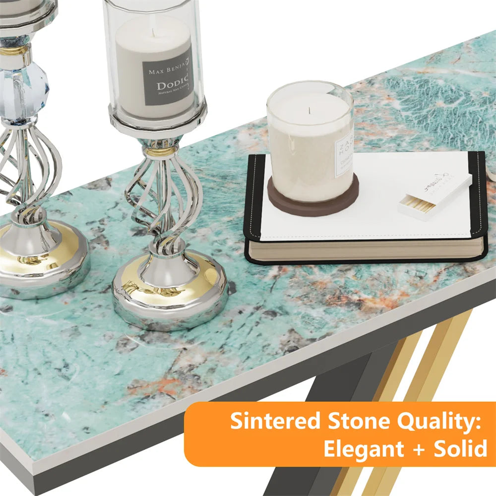 Ljustra Console Table Modern Geometric Sintered Stone Accent Table