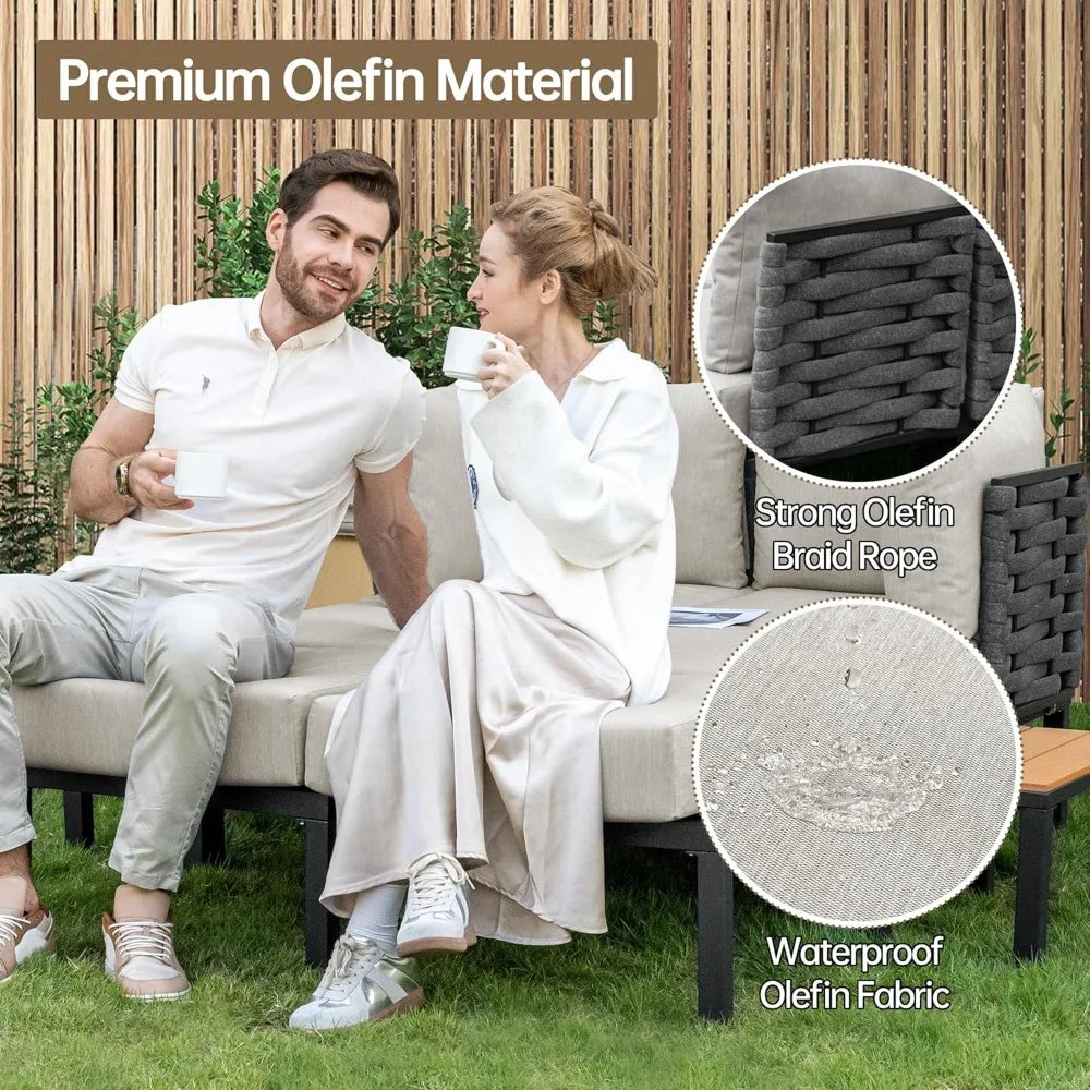 12 Pieces Outdoor Patio Furniture Set U-Shaped Sofa Modular Couch