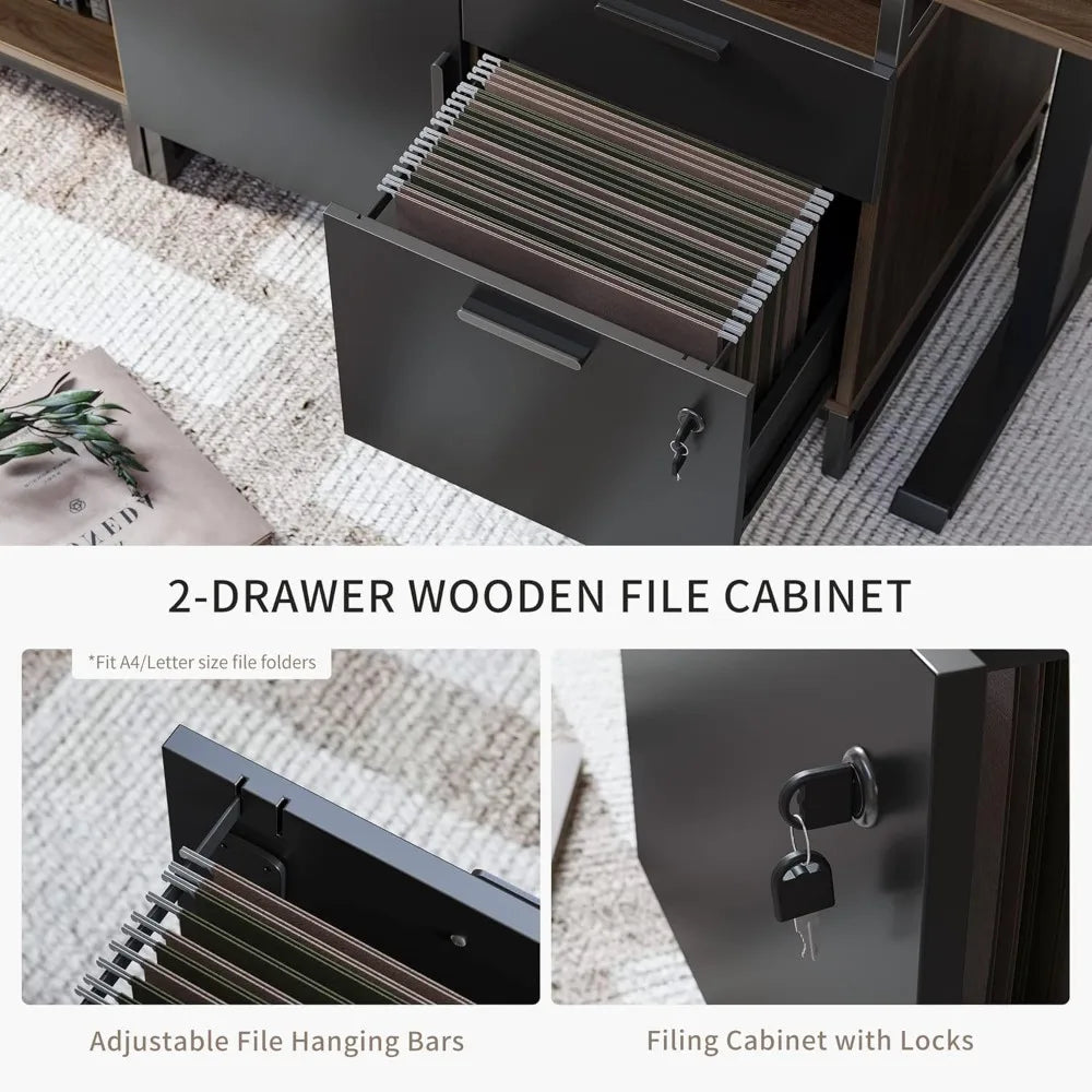 Electric Standing Desk Adjustable Height L-Shaped Executive Desk With Storage