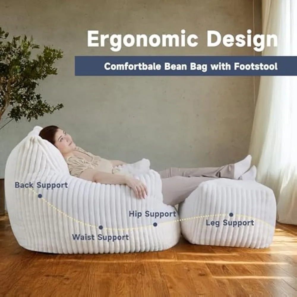 Ljustra Giant Bean Bag Chair Oversized Memory Foam Lounge Couch