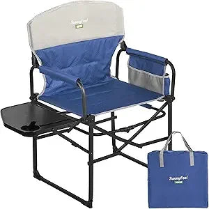 Heavy Duty Portable Folding Camping Chair with Side Table and Pocket