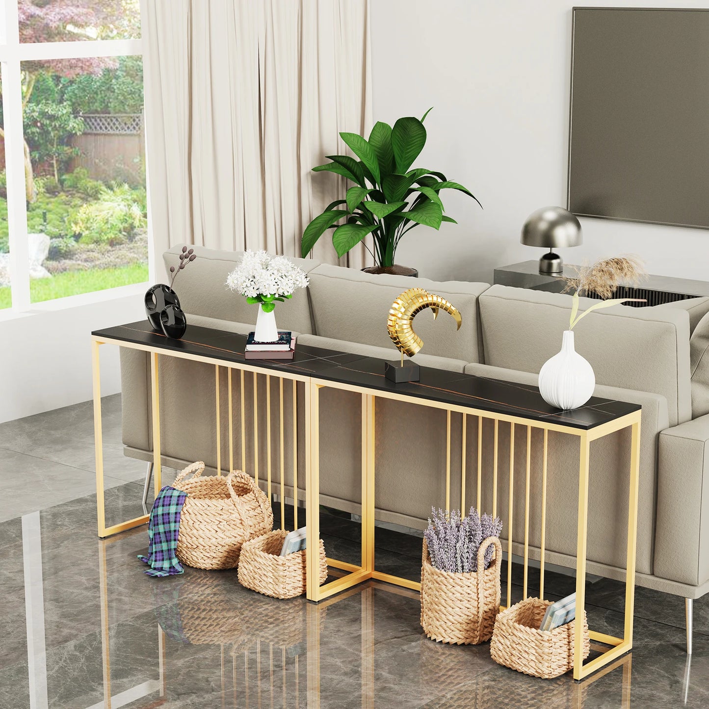 Modern Accent Console Table Storage Display Shelf for Entryway Living Room