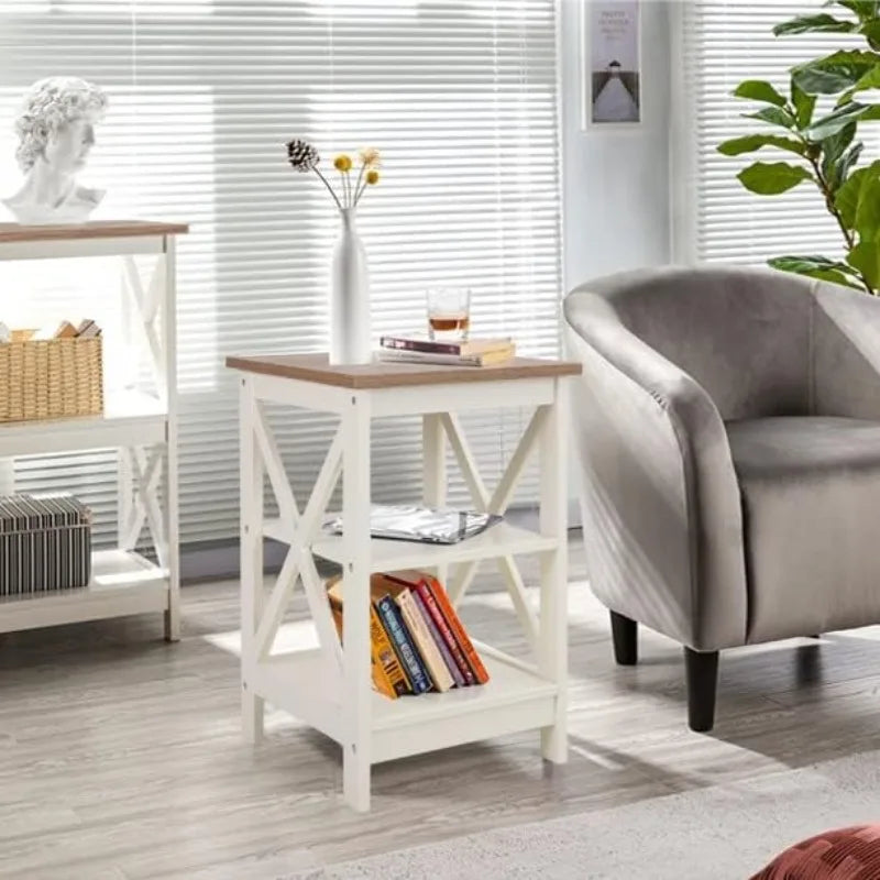 Ljustra End Table Set of 2 Farmhouse Nightstands Small Side Table