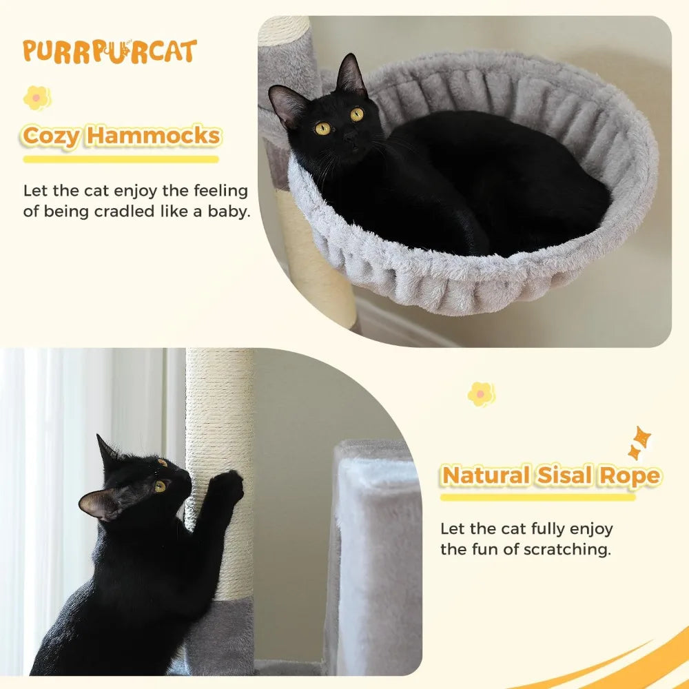 75 Inch Tall Cat Tree Tower with 2 Condos and Scratching Posts Indoor Cats