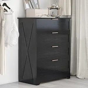 Tall Black Dresser with Large Drawers for Bedroom Closet Storage
