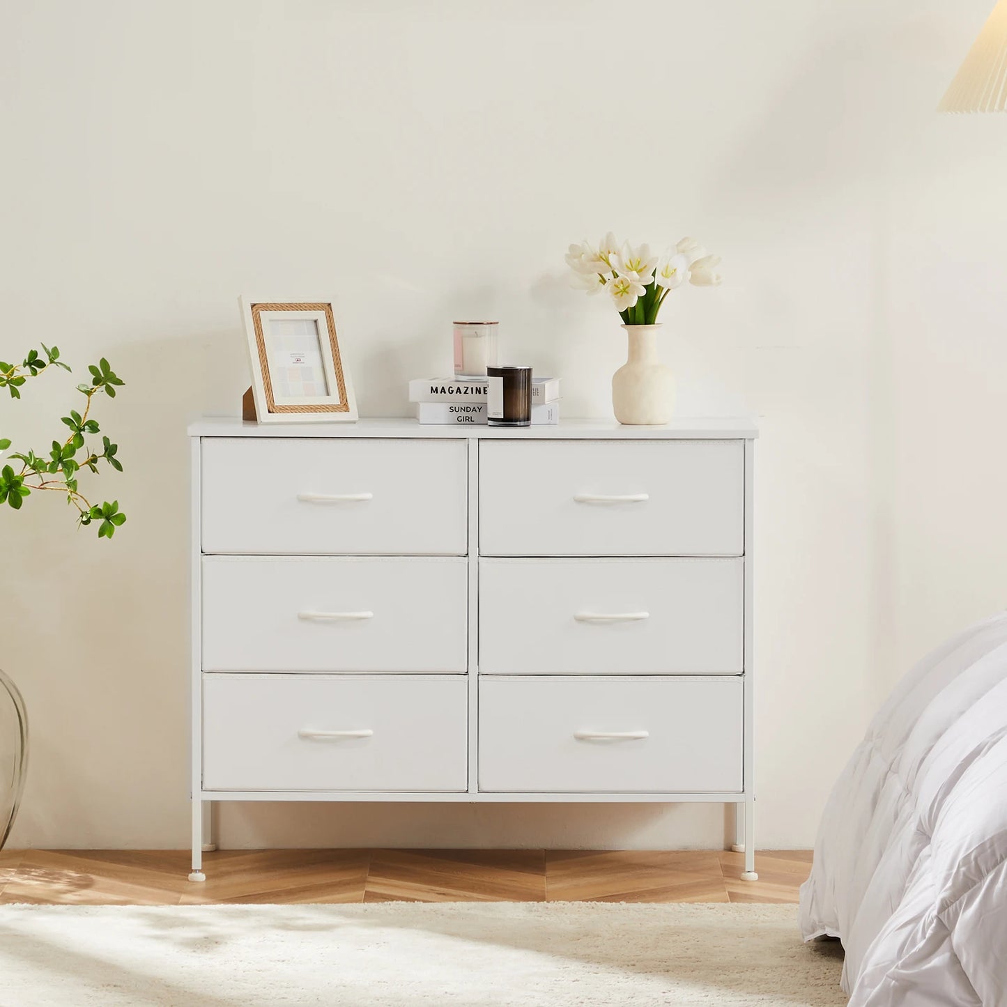 Ljustra 6 Drawer Nightstand Modern Storage Table for Bedroom Living Room