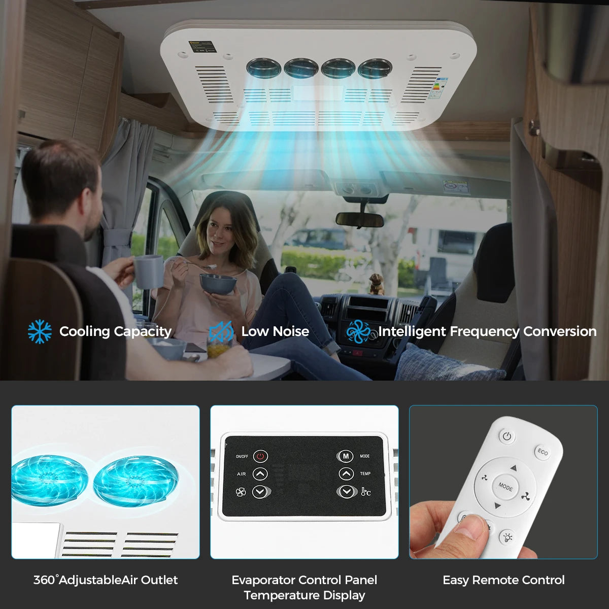 12V 24V Rooftop Air Conditioner for RV Truck Camper Van Caravan