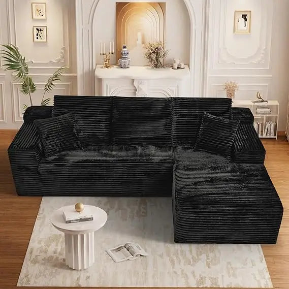 Ljustra Cloud Couch Sectional Modular Sofa 107" Comfy L Shaped Black