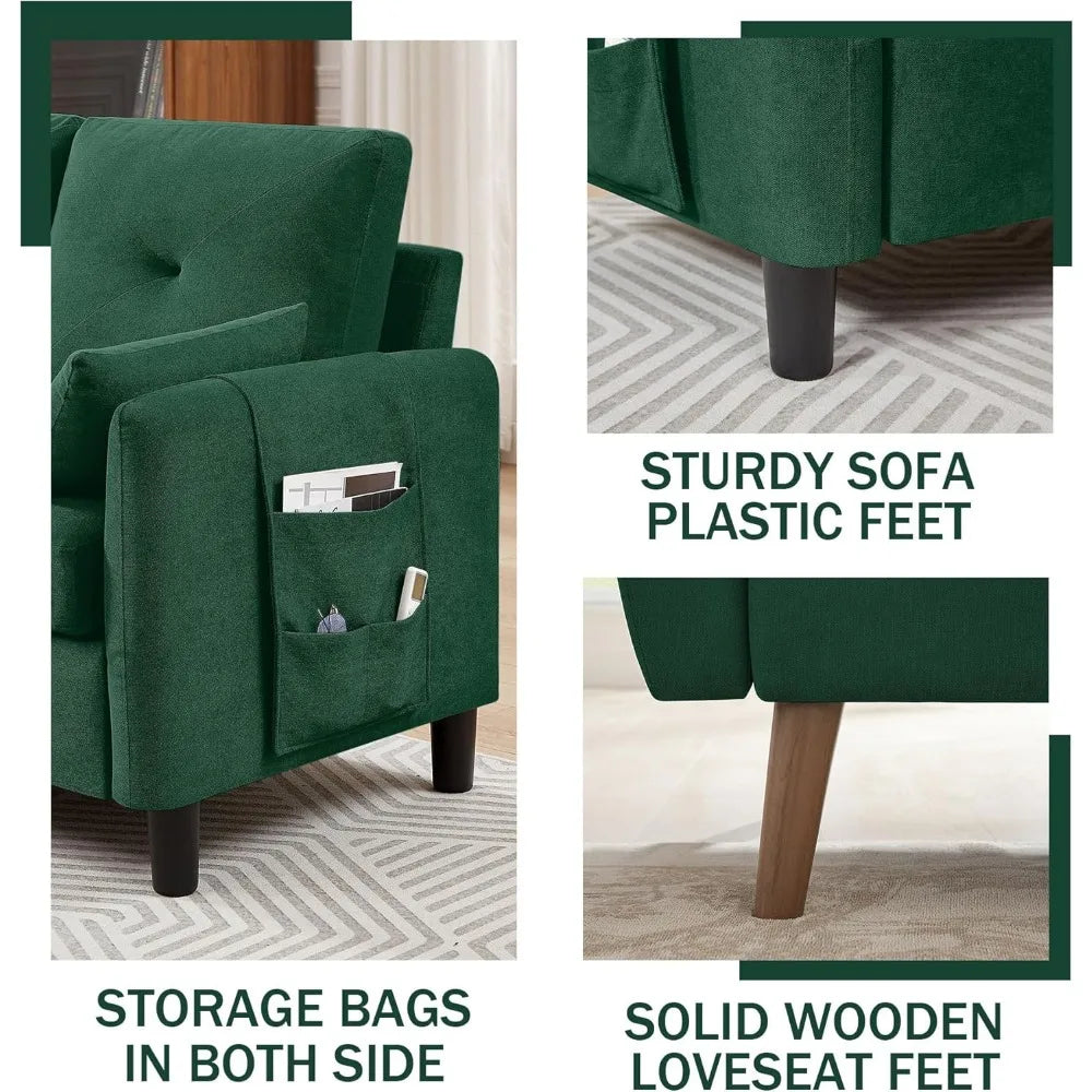 Modern 2 Piece Sofa Set L Shaped Sectional Couch Loveseat