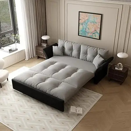 Ljustra 74.8" Queen Pull Out Sofa Bed Luxury Velvet Convertible Couch