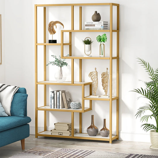 Tribesigns Gold 8-Shelf Etagere Bookcase Modern Display Shelf