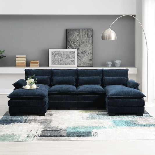 Luxury Modern U Shaped Sofa 110 Inch 4 Seater Sectional Couch