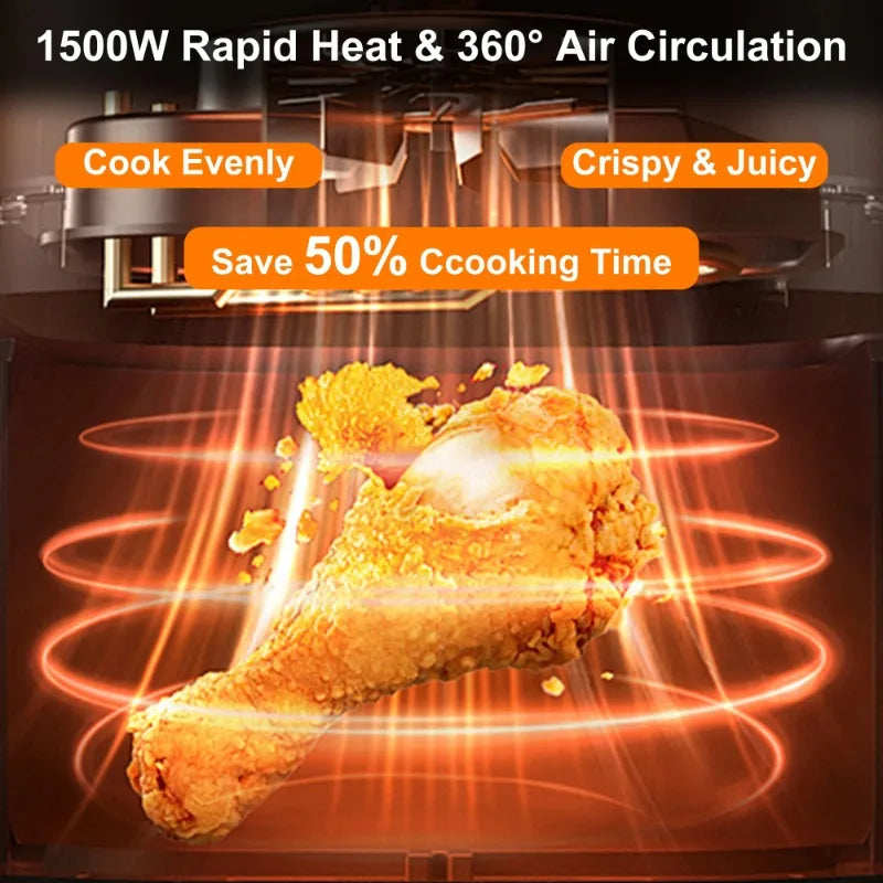 Ljustra 6QT Air Fryer 8-in-1 Digital Touchscreen Healthy Cooking