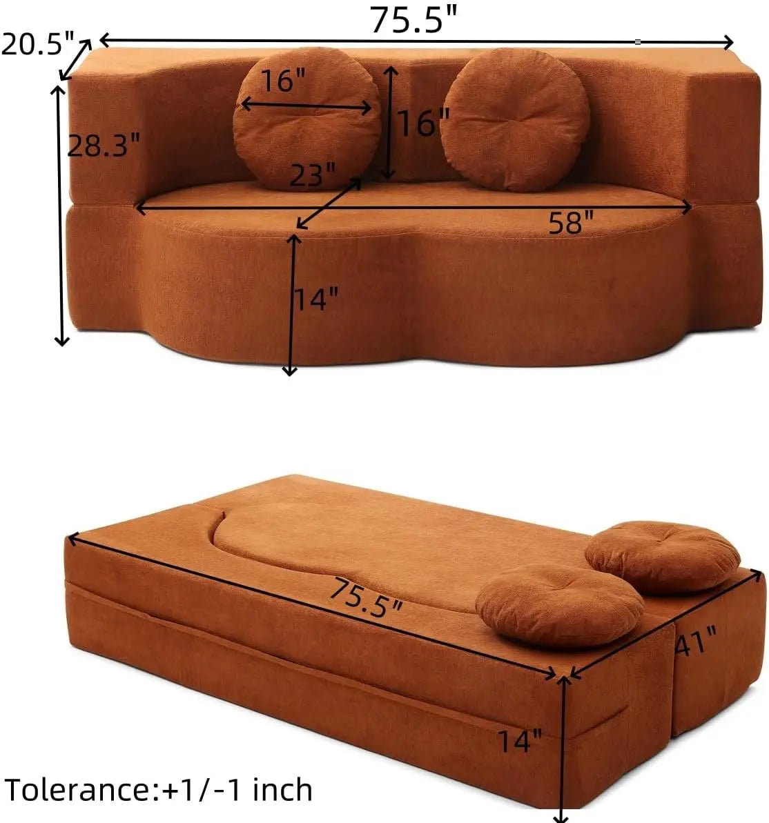 Ljustra Convertible Folding Sofa Bed Memory Foam Sleeper Couch