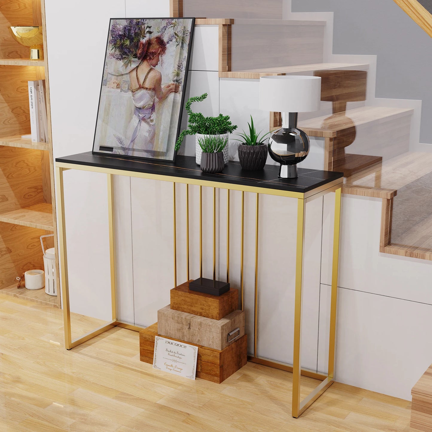 Modern Accent Console Table Storage Display Shelf for Entryway Living Room