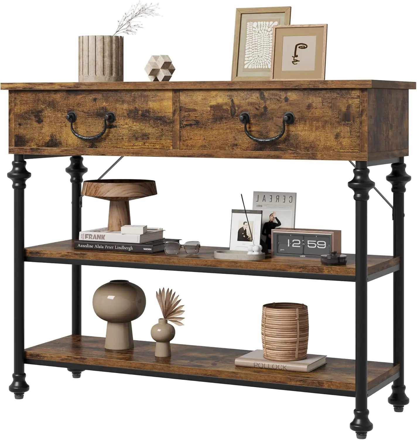 Console Table for Entryway Small Table with 2 Drawers and Storage Shelves