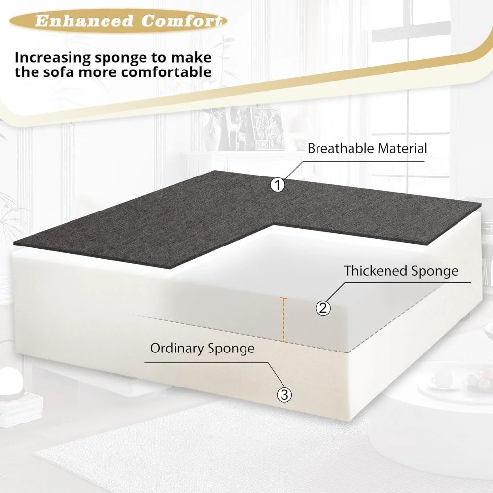 Ljustra Modern Chenille Sectional Sofa, U-Shaped, Pull Out Bed, Adjustable Back, Storage Chaises